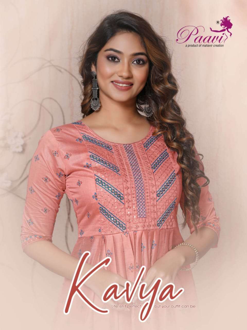 KAVYA BY PAAVI 001 TO 008 SERIES SILK EMBROIDERY WORK KURTIS