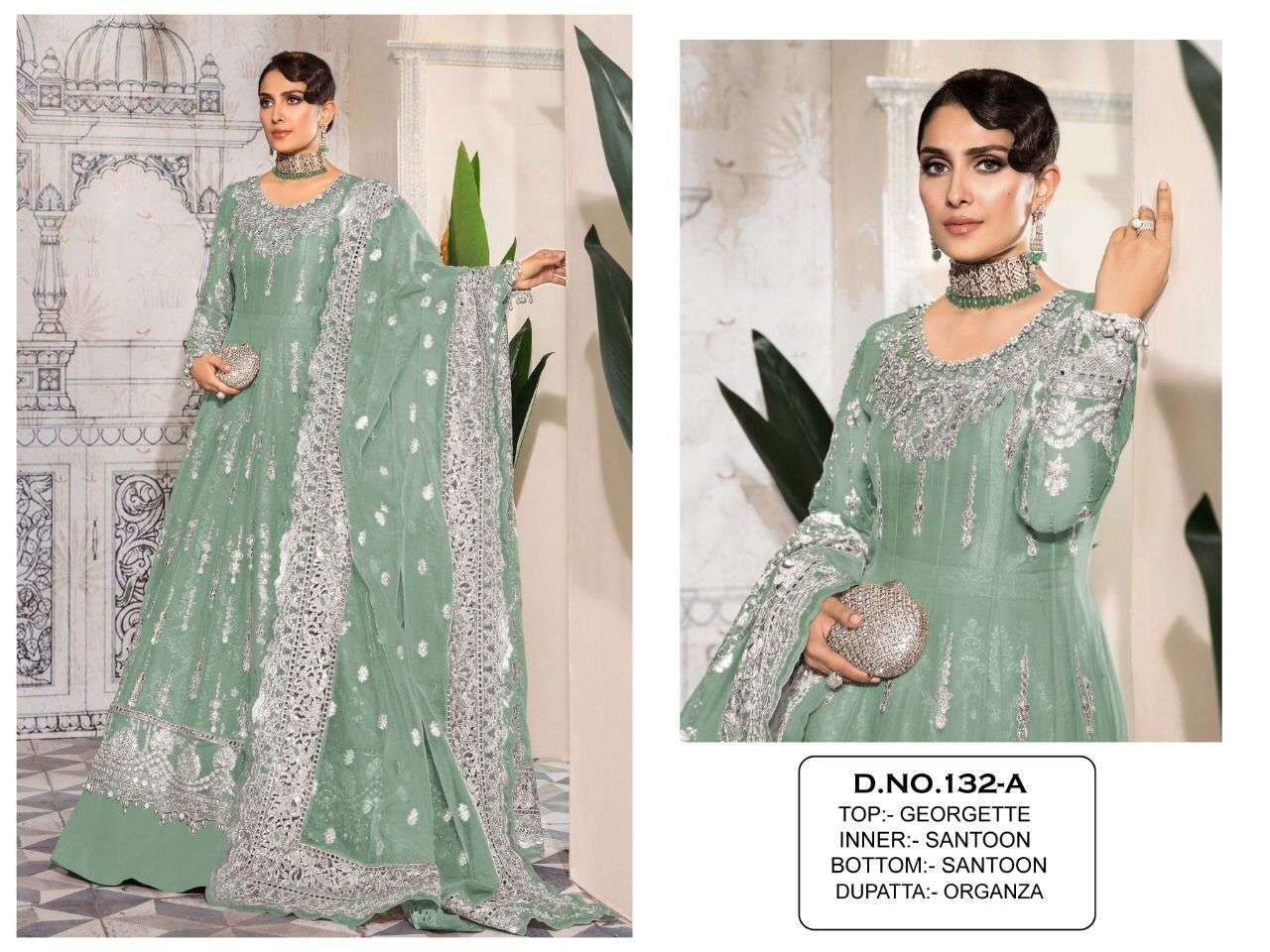 KF-132 COLOURS BY AQSAWHOLESALE GEORGETTE EMBROIDERY WORK PAKISTANI DRESSES