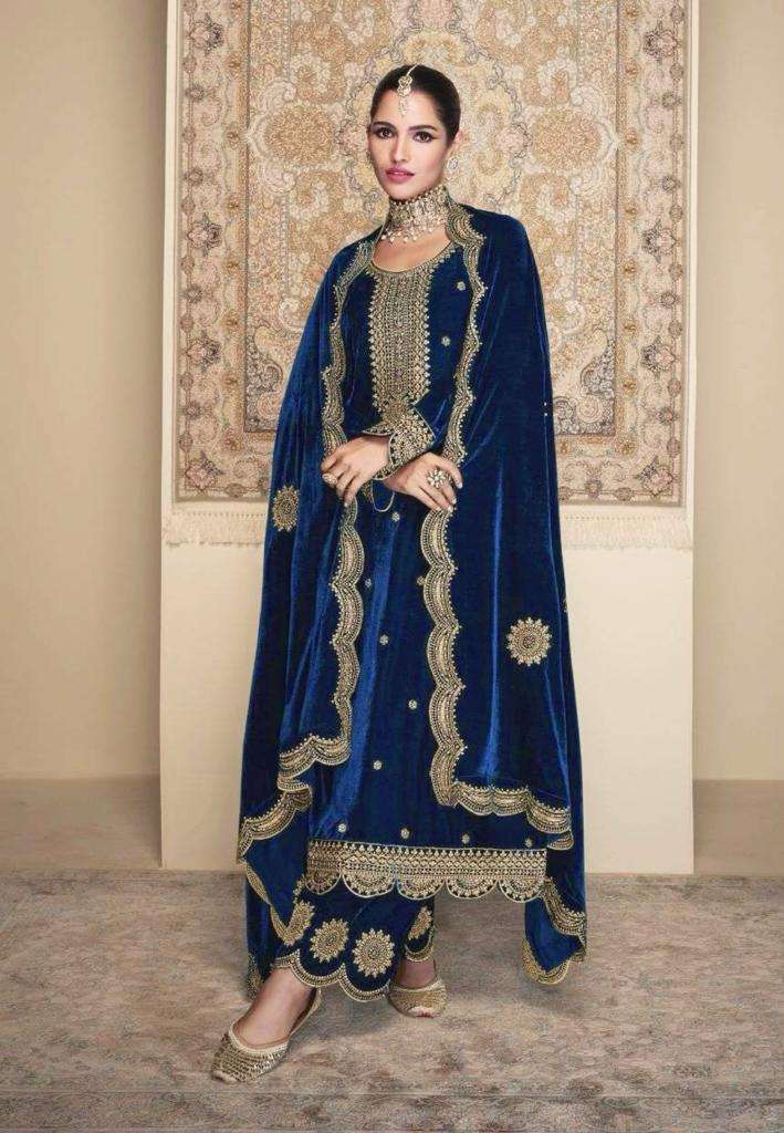 KF-3070 NX BY AQSAWHOLESALE VISCOSE VELVET EMBROIDERY WORK READYMADE DRESSES