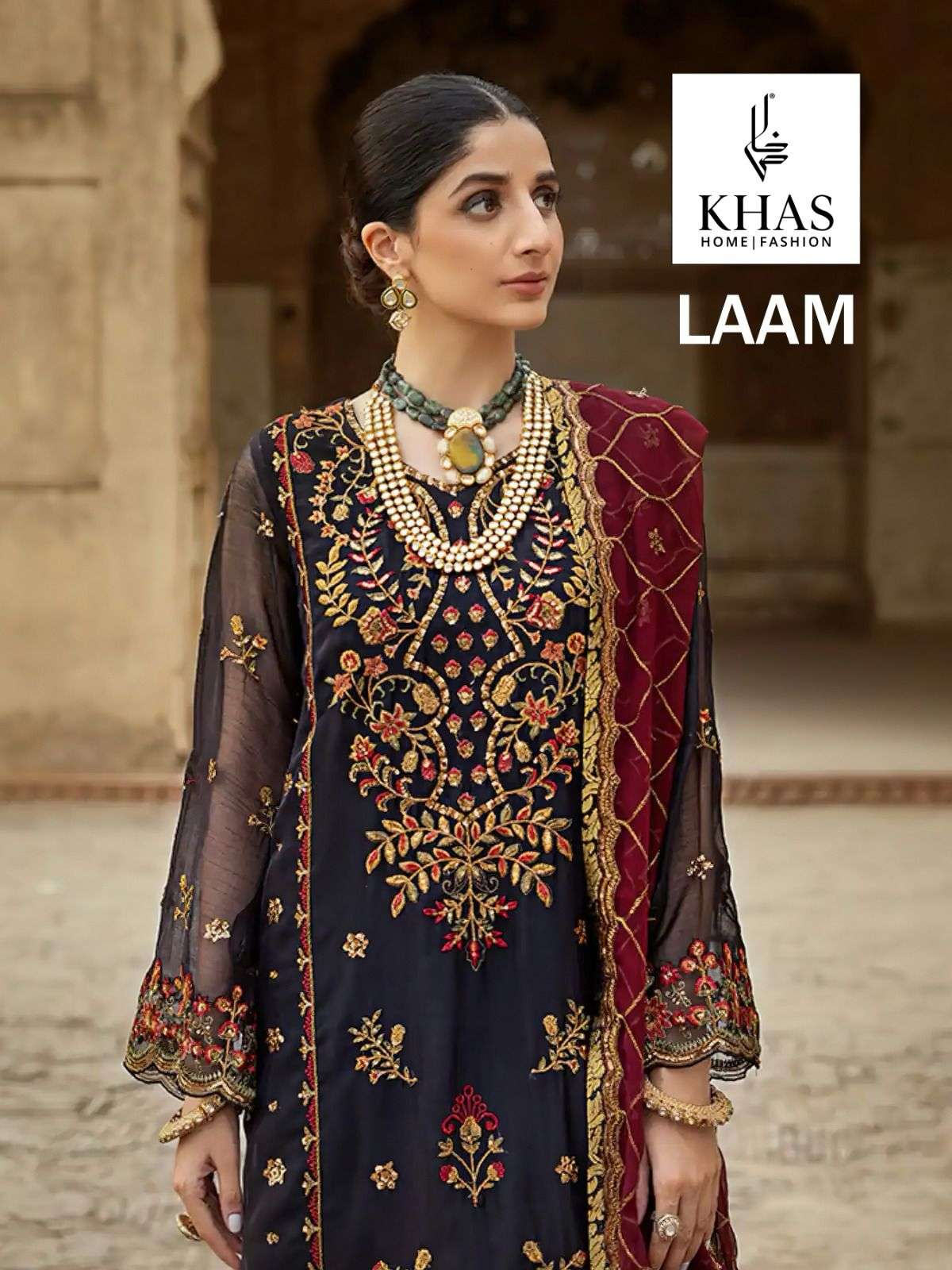 KHAS LAAM BY AQSAWHOLESALE 1035 TO 1037 SERIES GEORGETTE HEAVY WORK PAKISTANI DRESSES