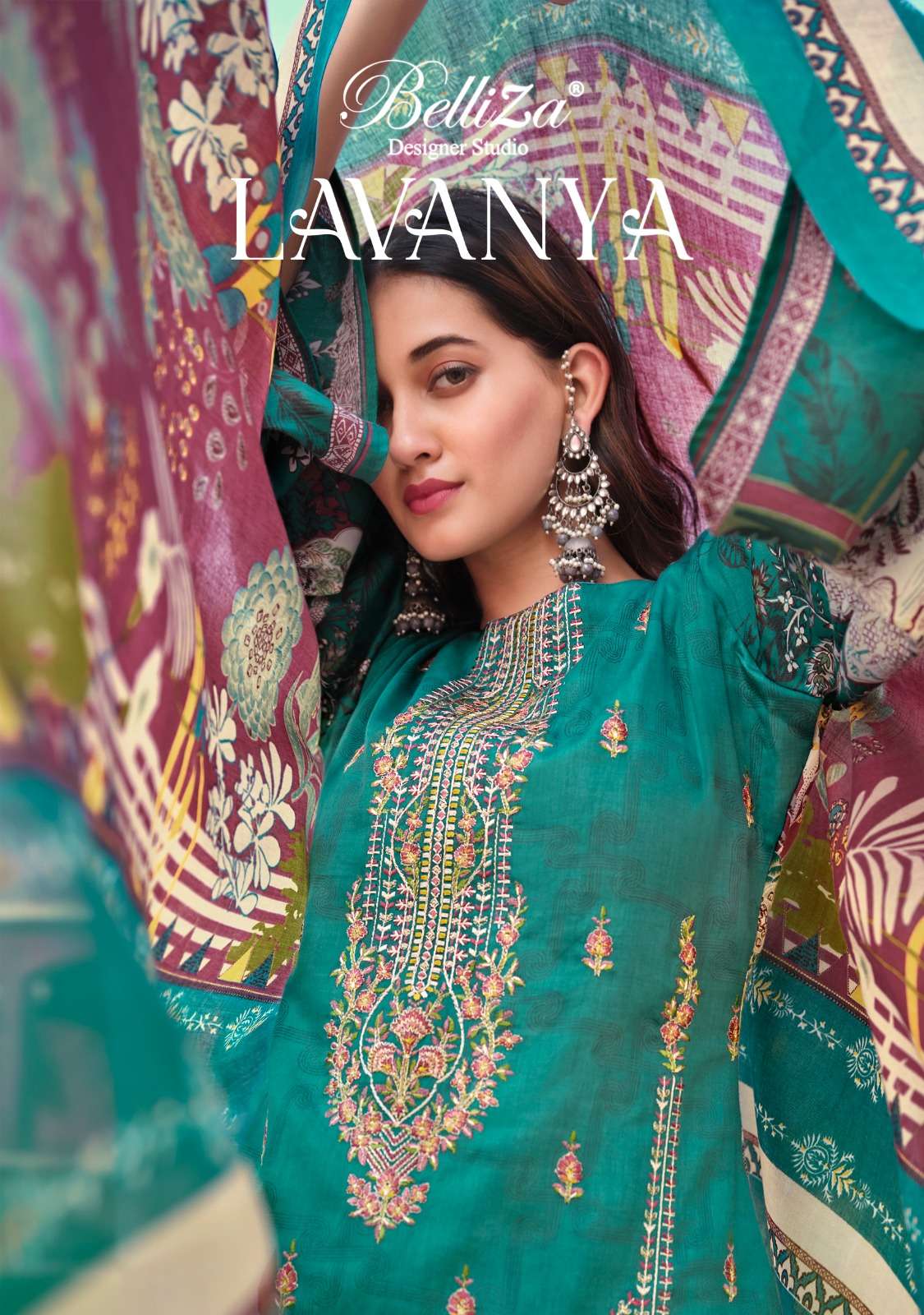 LAVANYA BY BELLIZA 861-001 TO 861-008 SERIES JAM COTTON PRINT EMBROIDERY WORK DRESSES