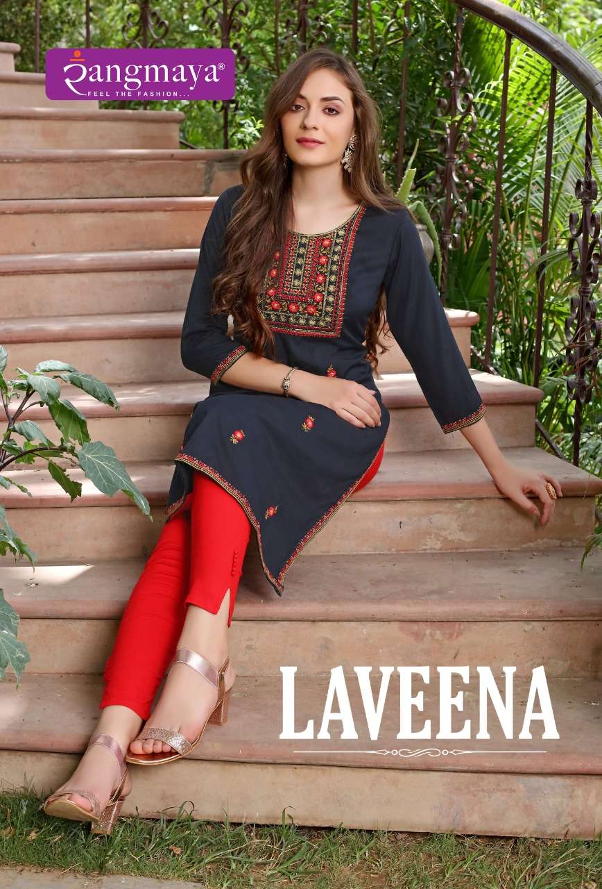 LAVEENA BY RANGMAYA 101 TO 106 SERIES IMPORTED FABRIC WORK KURTIS