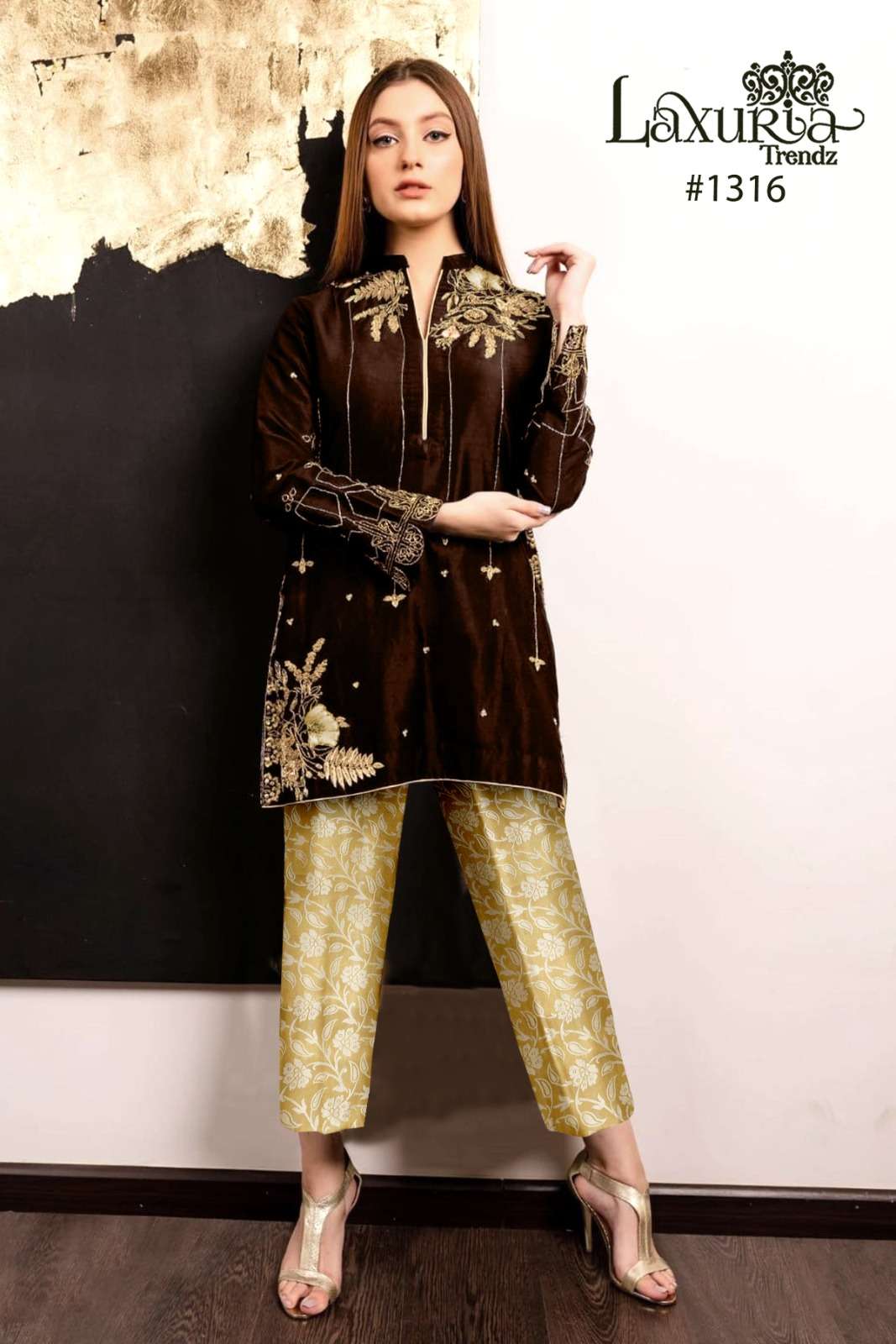 LAXURIA 1316 HIT DESIGN BY LAXURIA TRENDZ VELVET HEAVY WORK KURTI & PANT