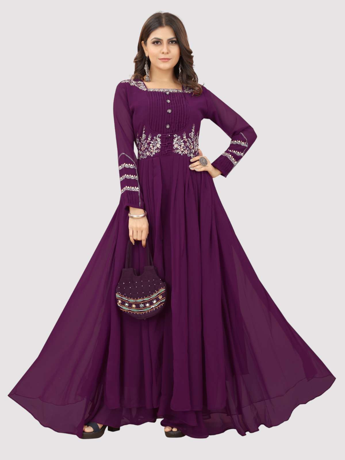 LD-1125 HIT DESIGN BY AQSAWHOLESALE GEORGETTE EMBROIDERY WORK GOWN