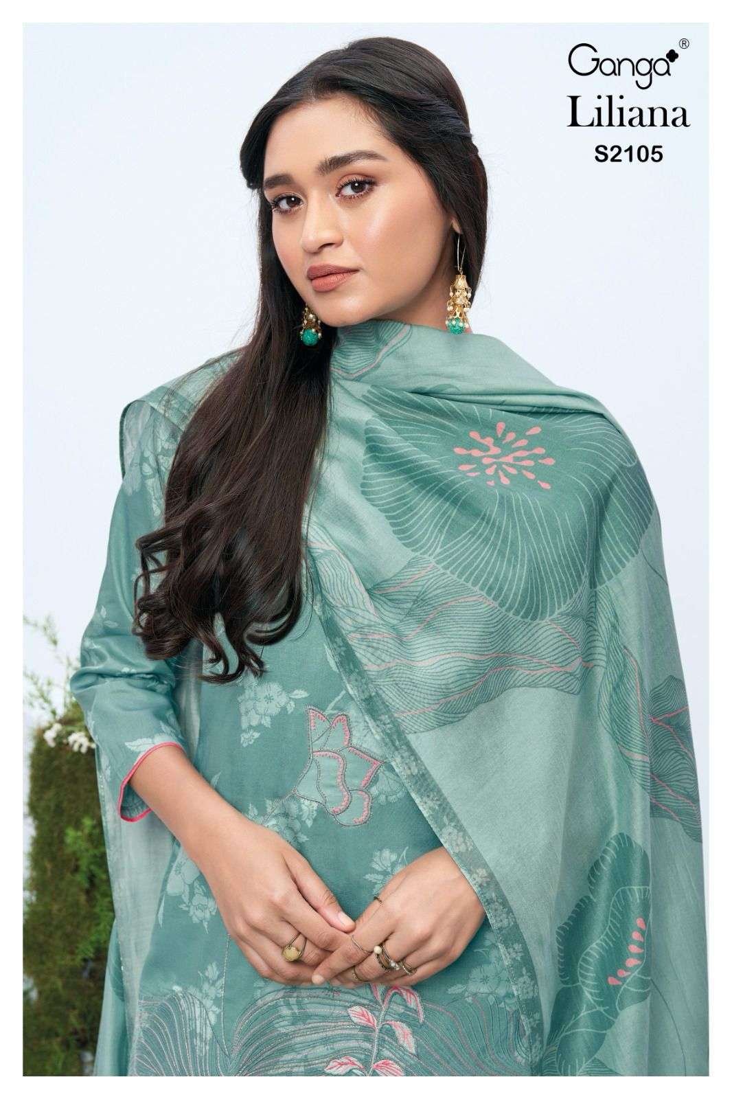 LILIANA BY GANGA FASHIONS 2105-A TO 2105-D SERIES COTTON SILK EMBROIDERY WORK DRESSES