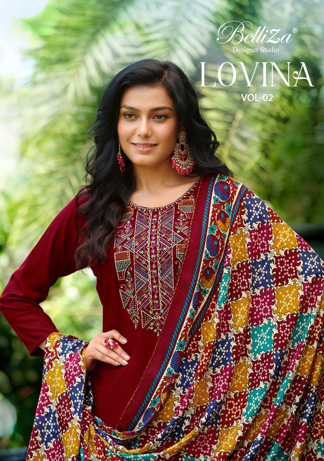 LOVINA VOL-2 BY BELLIZA 869-001 TO 869-008 SERIES VISCOSE RAYON EMBROIDERY WORK DRESSES