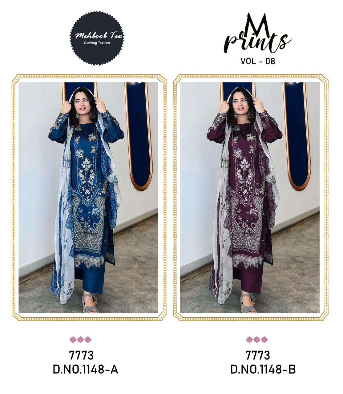 M PRINTS 1148 NX BY MEHBOOB TEX COTTON PRINT WORK PAKISTANI DRESSES