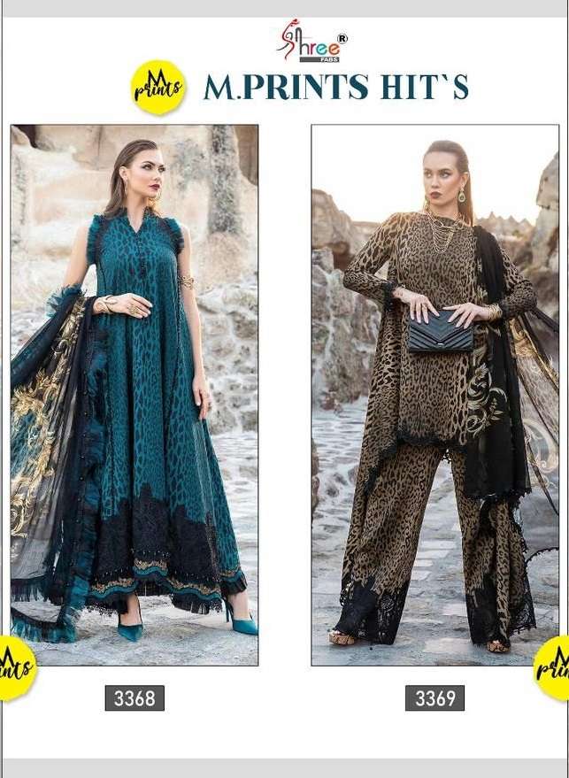 M.PRINTS HITS BY SHREE FABS 3368 & 3370 SERIES COTTON PRINT WORK PAKISTANI DRESSES