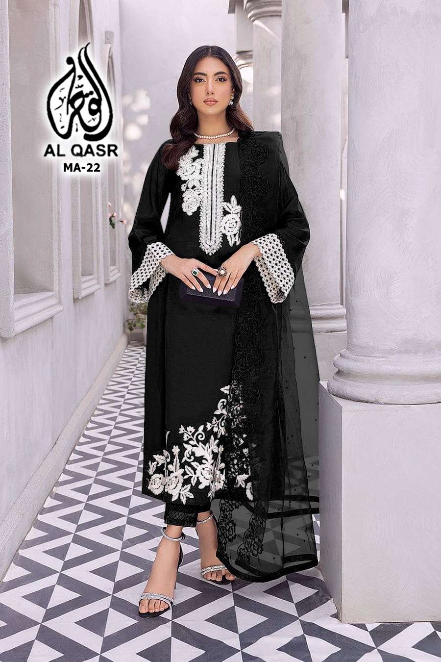 MA-22 HIT DESIGN BY AL QASR PURE GEORGETTE EMBROIDERY WORK READYMADE DRESS