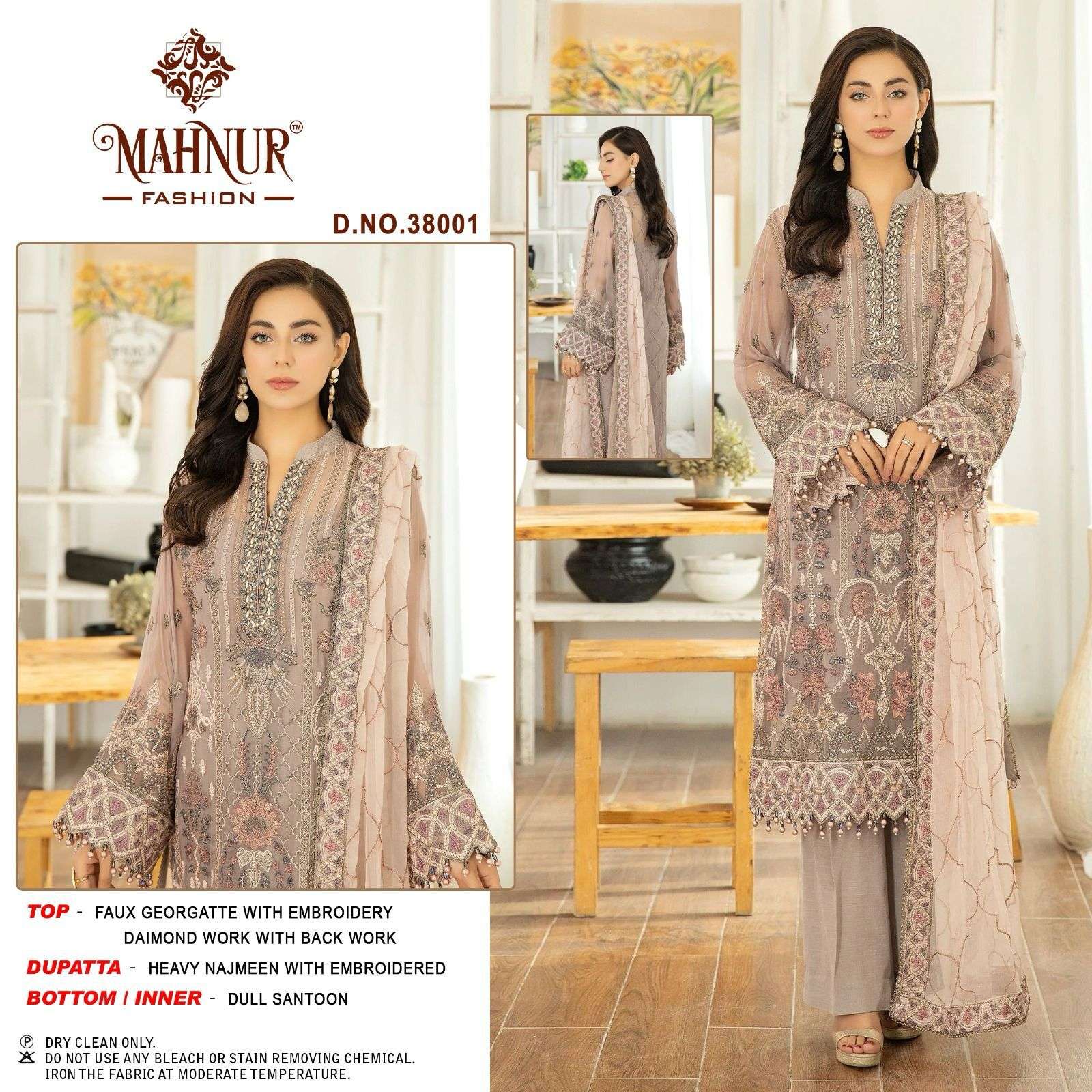 MAHNUR VOL-38 BY MAHNUR FASHION 38001 TO 38003 SERIES GEORGETTE WORK PAKISTANI DRESSES