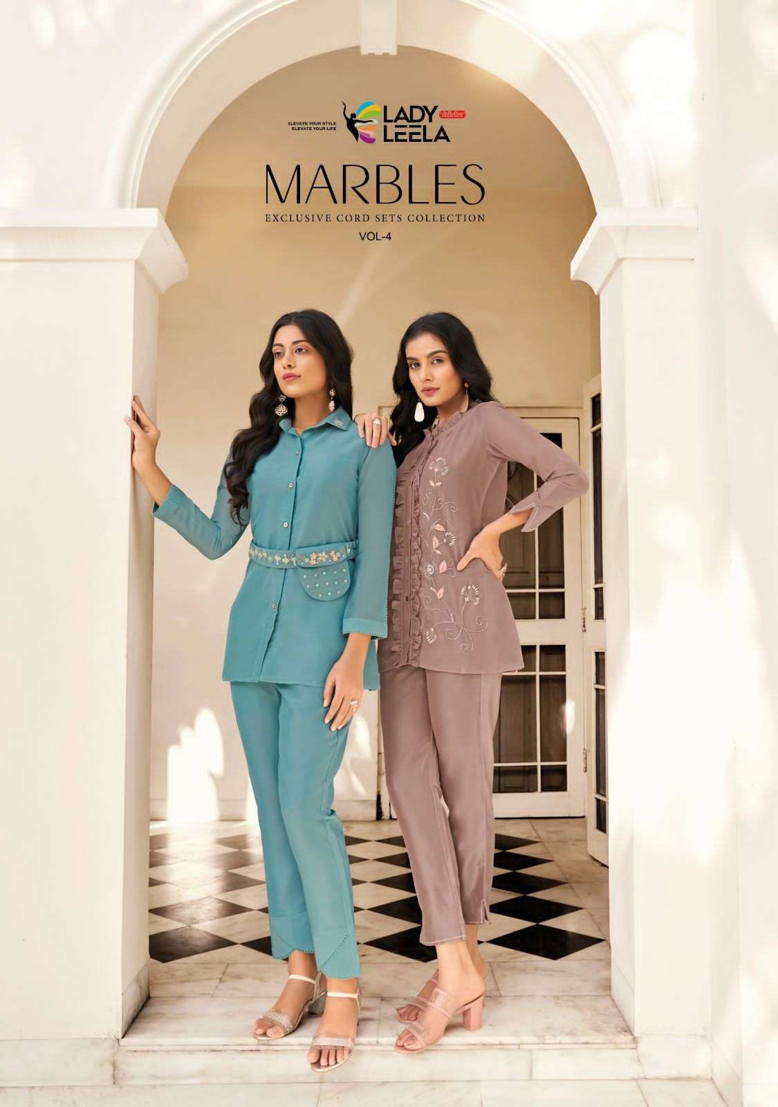 MARBLES VOL-4 BY LADY LEELA 1111 TO 1116 SERIES VISCOSE HAND WORK CO-ORD SET