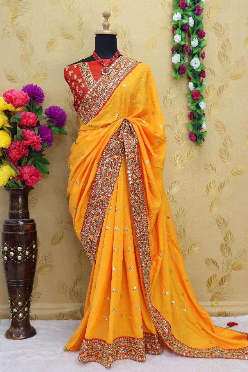 MEERA VOL-2 BY AQSAWHOLESALE ROYAL VICHITRA SILK HEAVY WORK SAREES