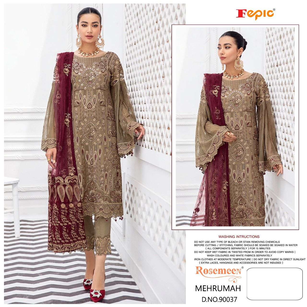 MEHRUMAH 90037 HIT DESIGN BY FEPIC GEORGETTE EMBROIDERY WORK PAKISTANI DRESS