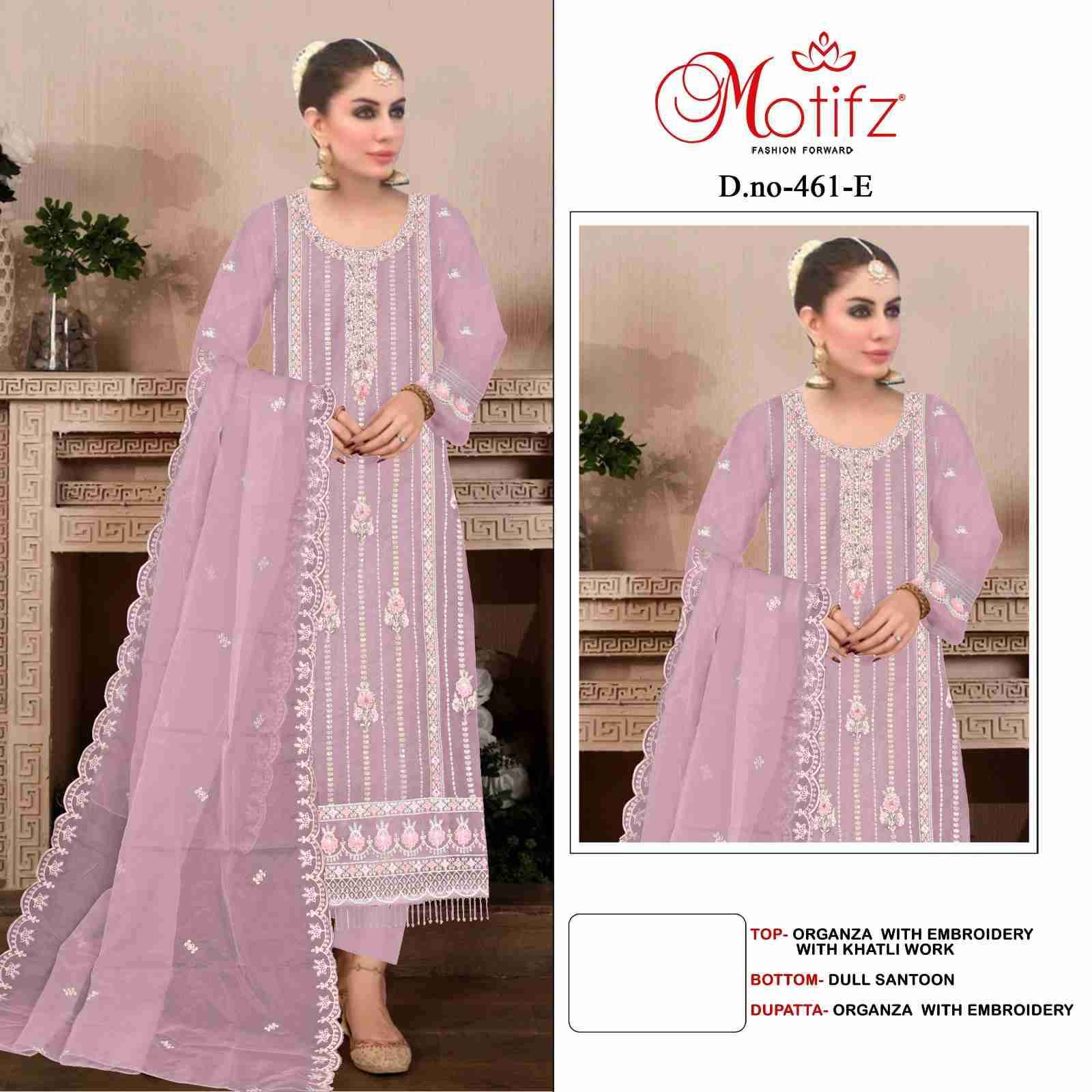 MOTIFZ 461 COLOURS BY MOTIFZ FASHION 461-E TO 461-H SERIES ORGANZA WORK PAKISTANI DRESSES