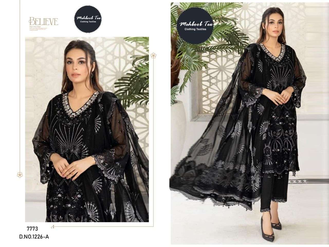 MT-1226 COLOURS BY MEHBOOB TEX 1226-A TO 1226-D SERIES GEORGETTE WORK PAKISTANI DRESSES