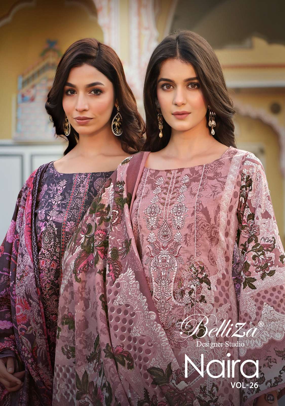 NAIRA VOL-26 BY BELLIZA 864-001 TO 684-008 SERIES COTTON PRINT WORK PAKISTANI DRESSES