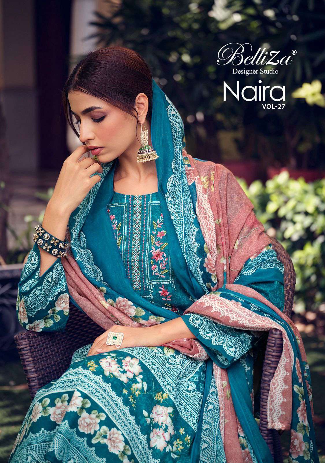 NAIRA VOL-27 BY BELLIZA 866-001 TO 866-010 SERIES COTTON PRINT EMBROIDERY WORK DRESSES