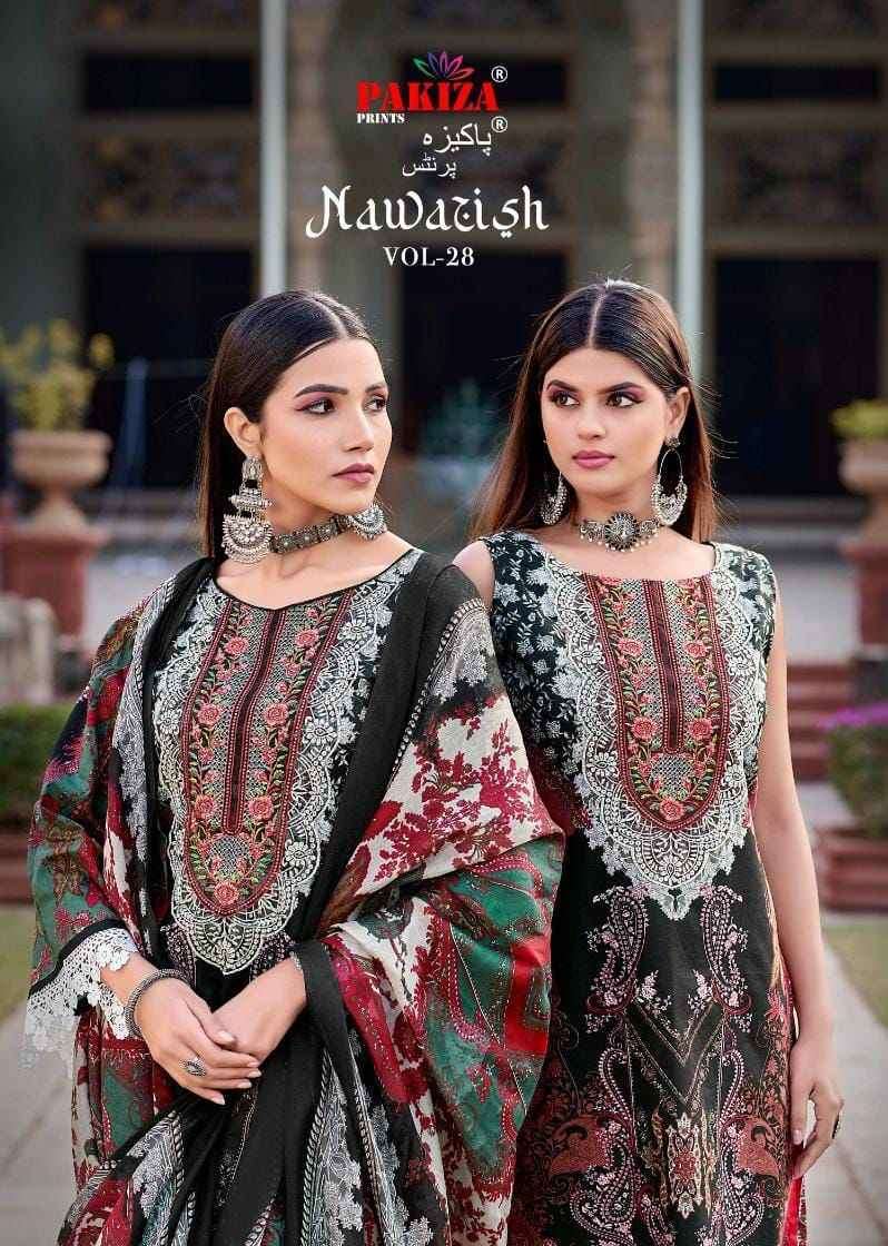 NAWAZISH VOL-28 BY PAKIZA PRINTS 2801 TO 2810 SERIES LAWN PRINT WORK PAKISTANI DRESSES