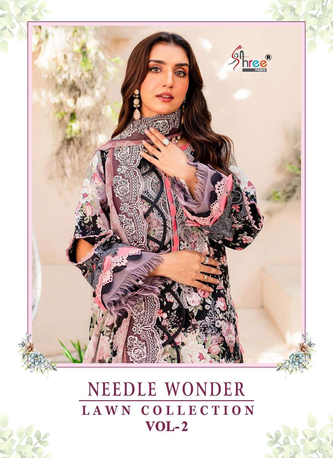 NEEDLE WONDER LAWN COLLECTION VOL-2 BY SHREE FABS 3365 TO 3367 SERIES COTTON WORK DRESSES