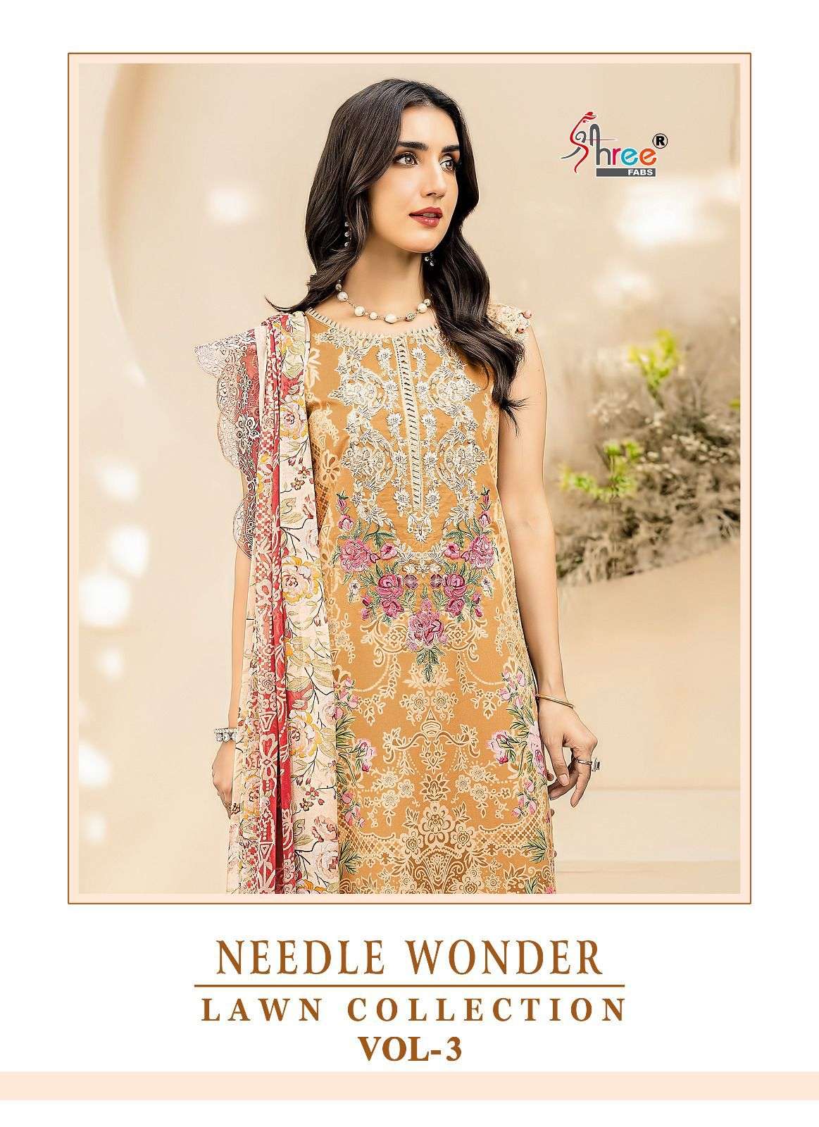 NEEDLE WONDER LAWN COLLECTION VOL-3 BY SHREE FABS COTTON PRINT WORK PAKISTANI DRESSES