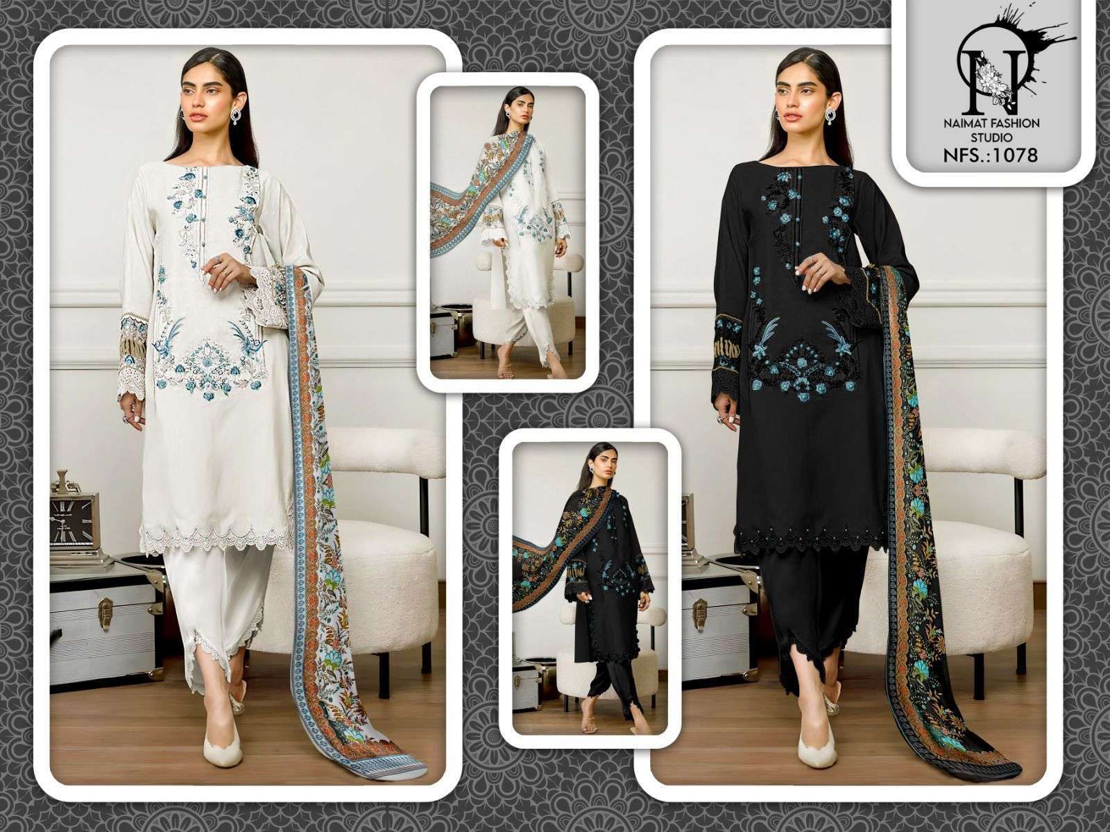 NFS-1078 NX BY NAIMAT FASHION STUDIO FAUX GEORGETTE WORK READYMADE DRESSES