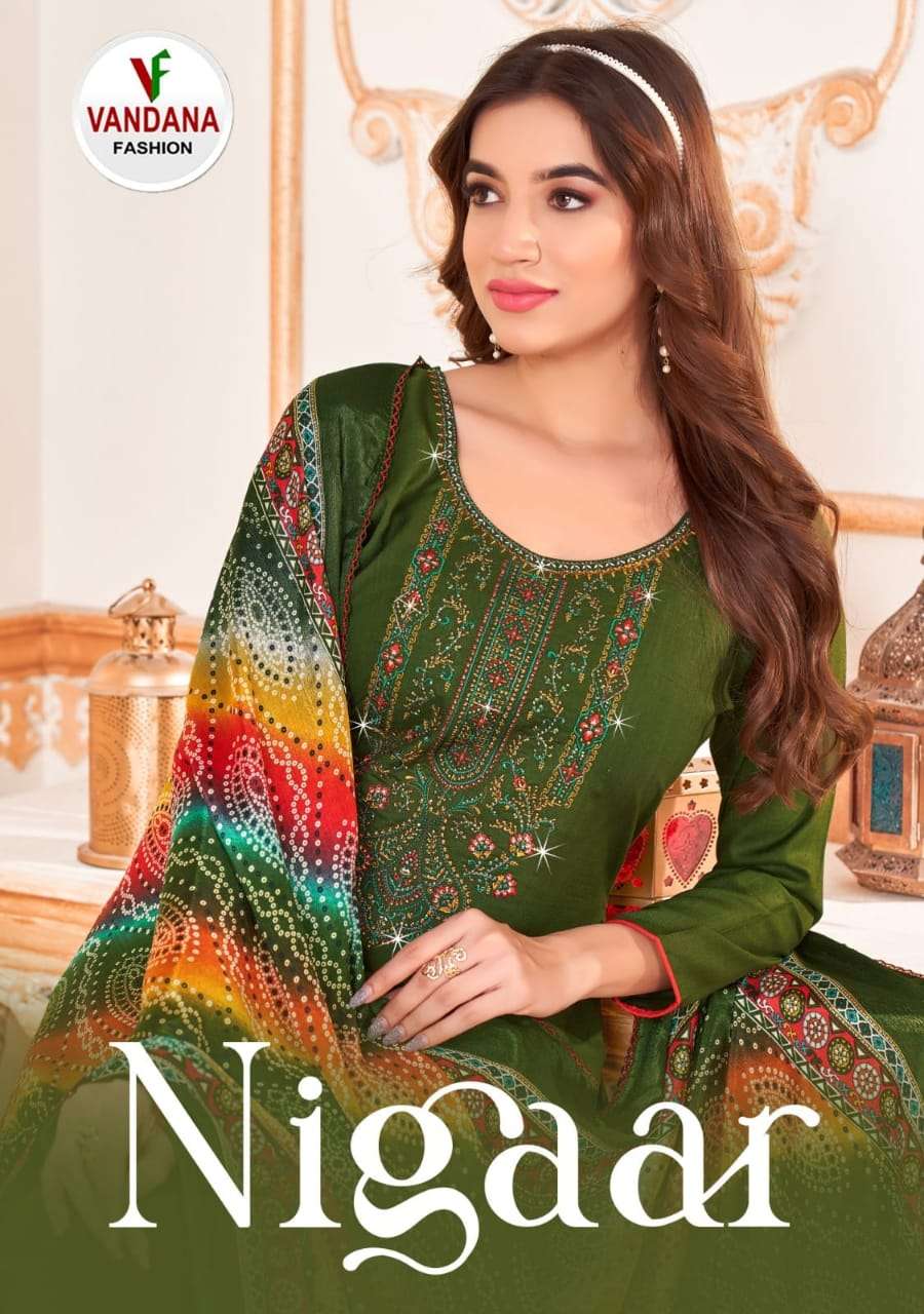 NIGAAR VOL-2 BY VANDANA FASHION 2001 TO 2008 SERIES RAYON EMBROIDERY WORK DRESSES