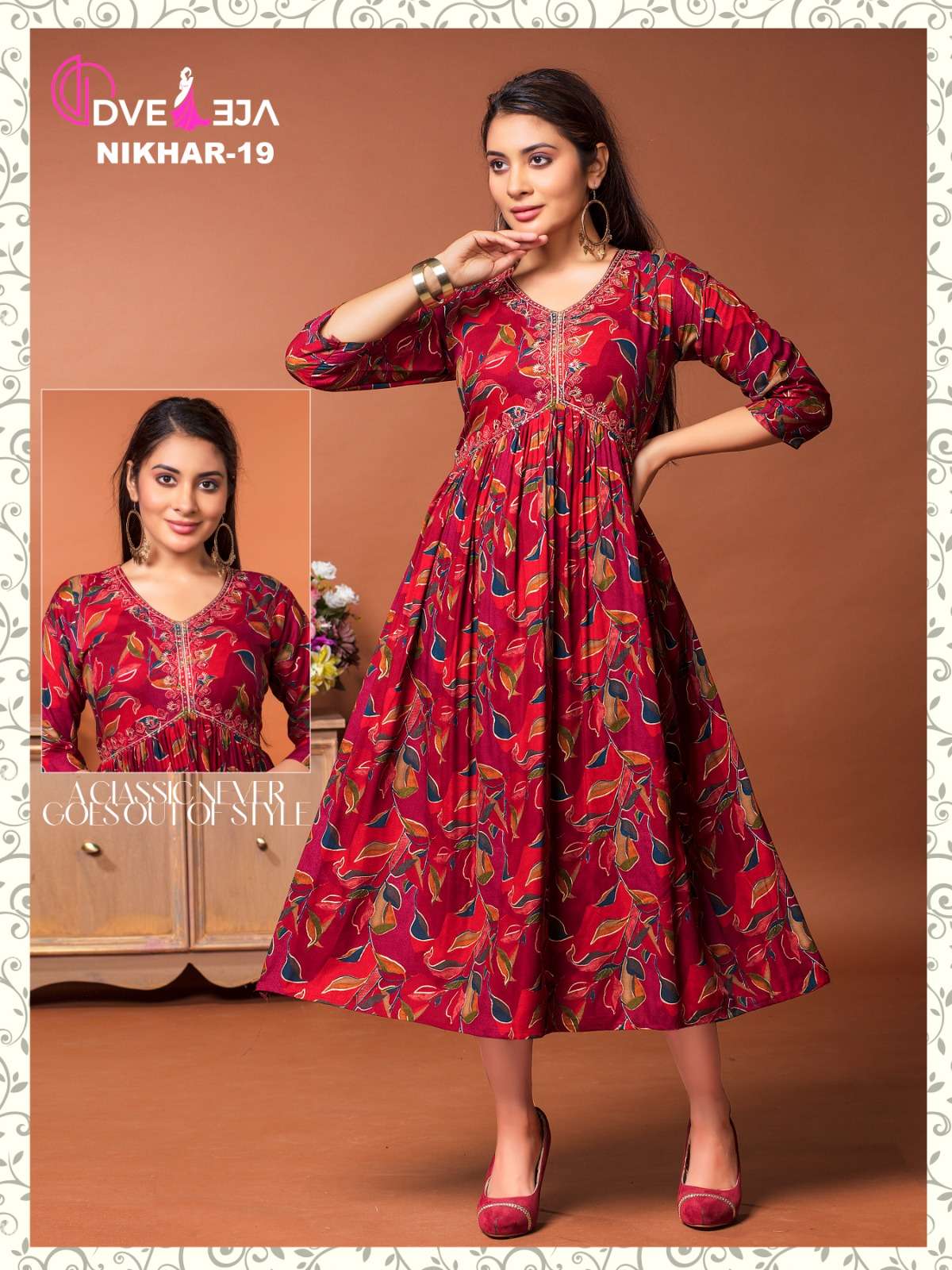 NIKHAR BY DVEEJA 06 TO 19 SERIES RAYON FOIL PRINT WORK KURTIS