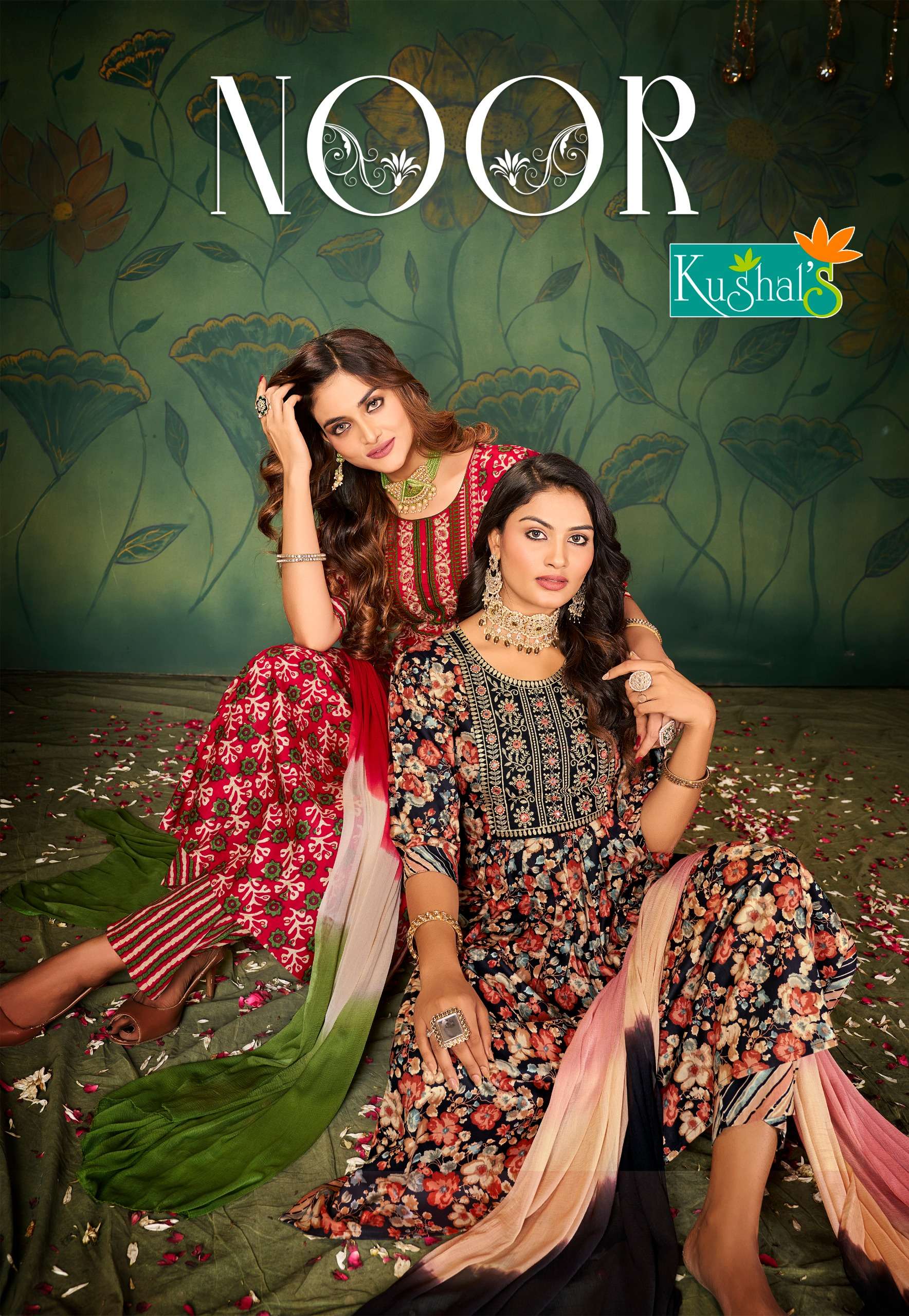 NOOR BY KUSHALS 25101 TO 25110 SERIES RAYON PRINT WORK READYMADE DRESSES