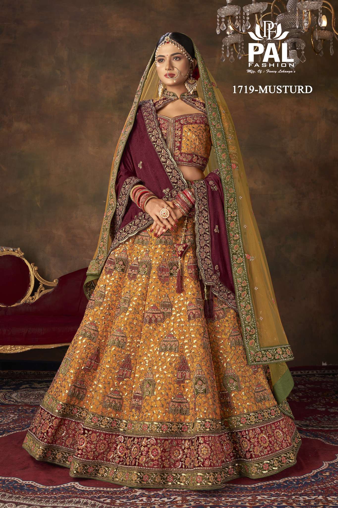 PAL FASHION VOL-1 BY AQSAWHOLESALE 1718 TO 1792 SERIES VEVET HEAVY WORK BRIDAL LEHENGAS