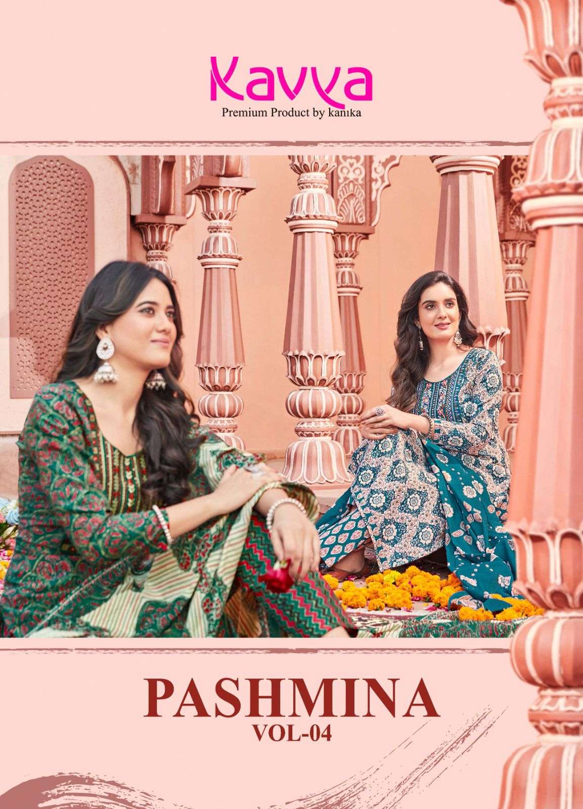 PASHMINA VOL-4 BY KAVYA 4001 TO 4010 SERIES PURE COTTON PRINT WORK READYMADE DRESSES