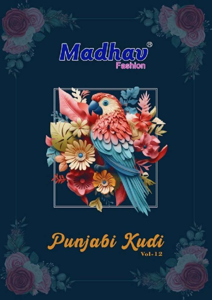 PUNJABI KUDI VOL-12 BY MADHAV FASHION 12001 TO 12010 SERIES PURE COTTON PRINT DRESSES