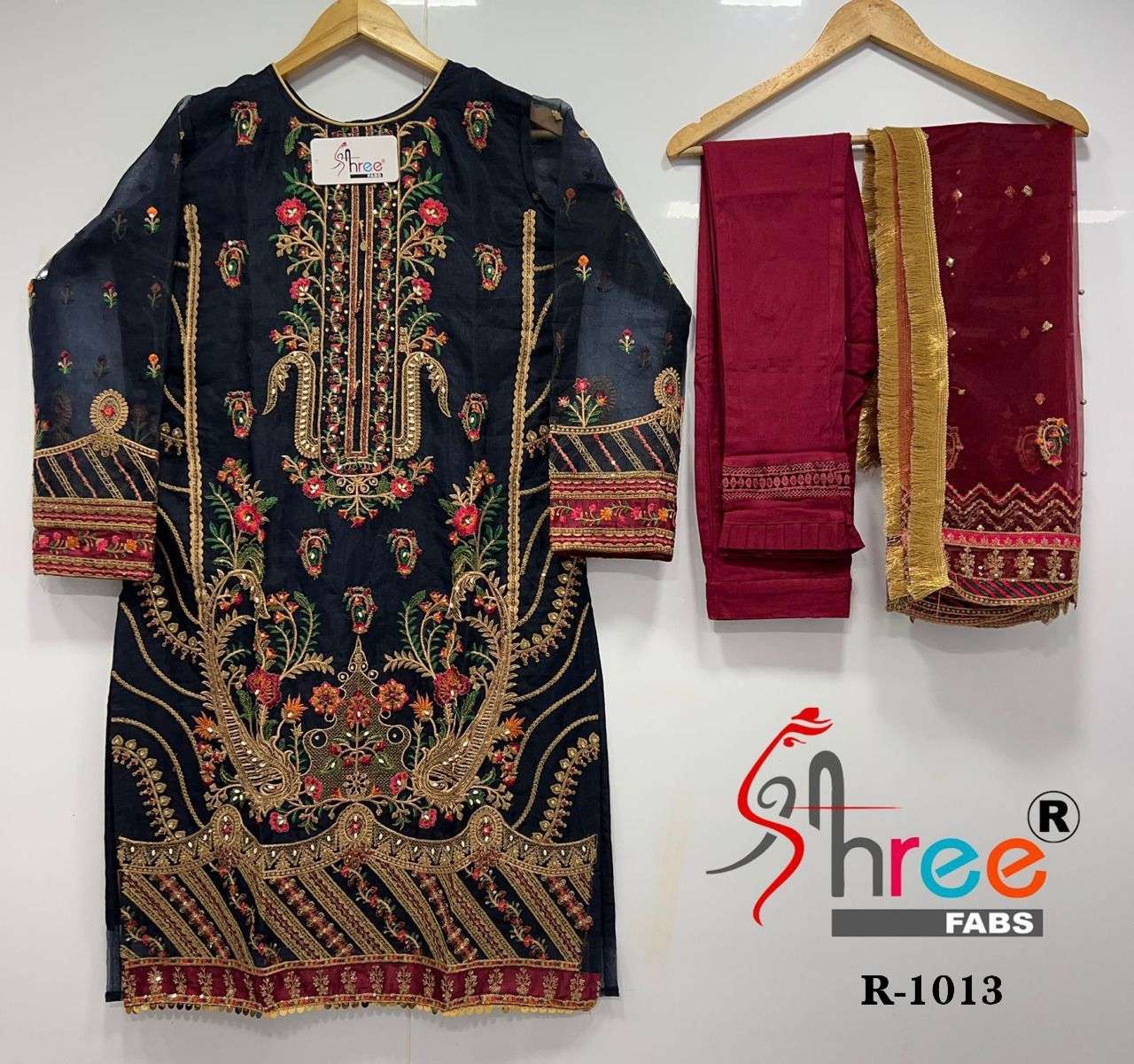 R-1013 HIT DESIGN BY SHREE FABS ORGANZA EMBROIDERY WORK READYMADE DRESS