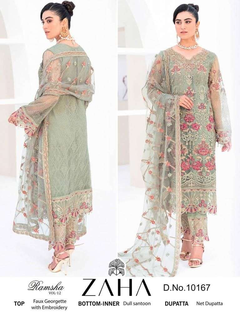 RAMSHA 10167 HIT DESIGN BY ZAHA GEORGETTE HEAVY EMBROIDERY WORK PAKISTANI DRESS