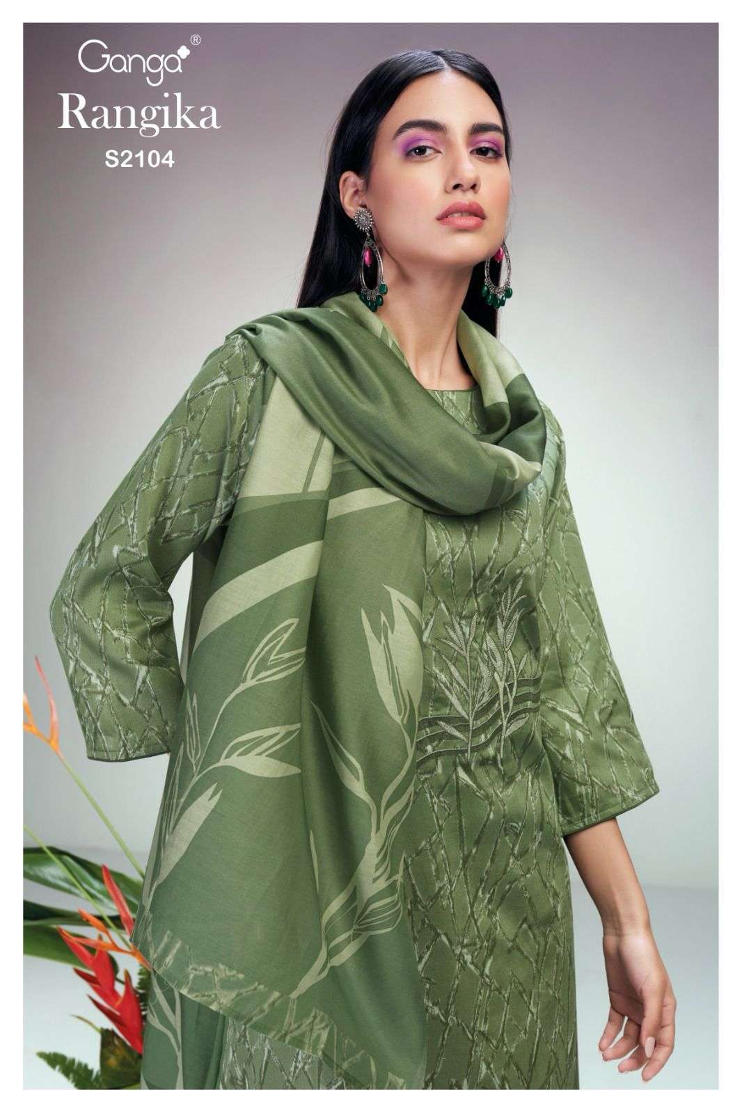 RANGIKA BY GANGA FASHIONS 2104-A TO 2104-D SERIES COTTON SILK EMBROIDERY WORK DRESSES