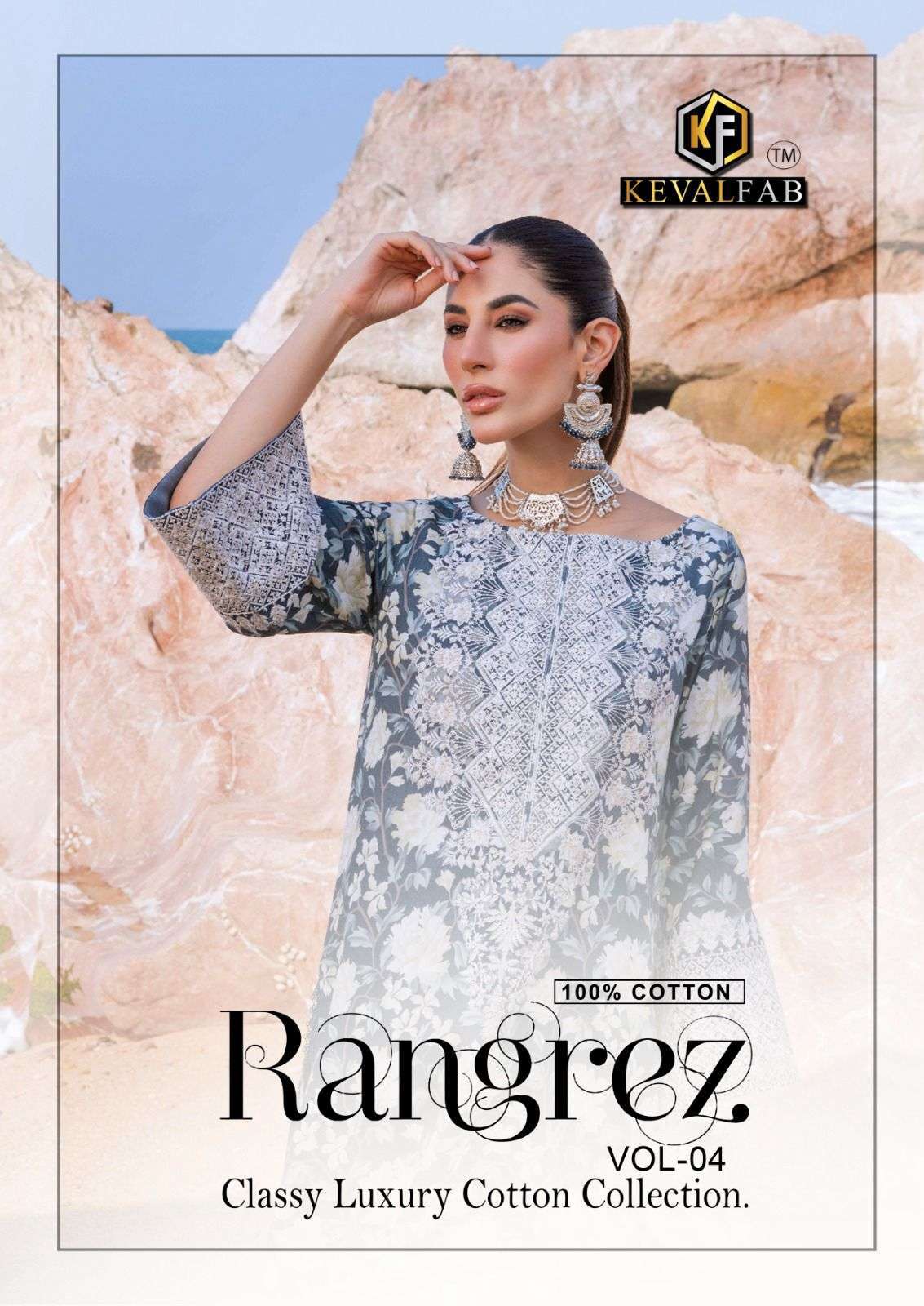 RANGREZ VOL-4 BY KEVAL FAB 4001 TO 4006 SERIES HEAVY COTTON PRINT PAKISTANI DRESSES