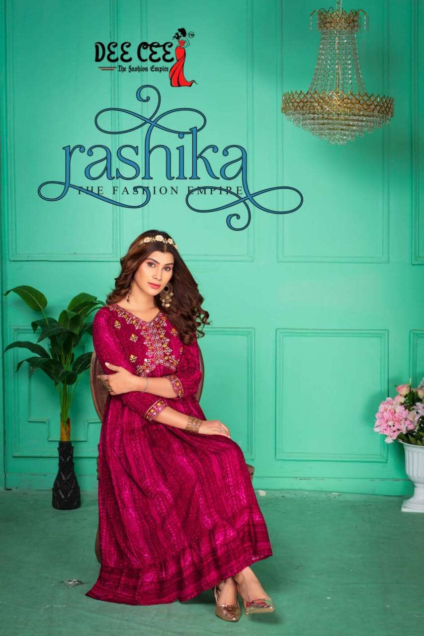 RASHIKA BY DEE CEE 101 TO 106 SERIES RAYON PRINT WORK KURTIS