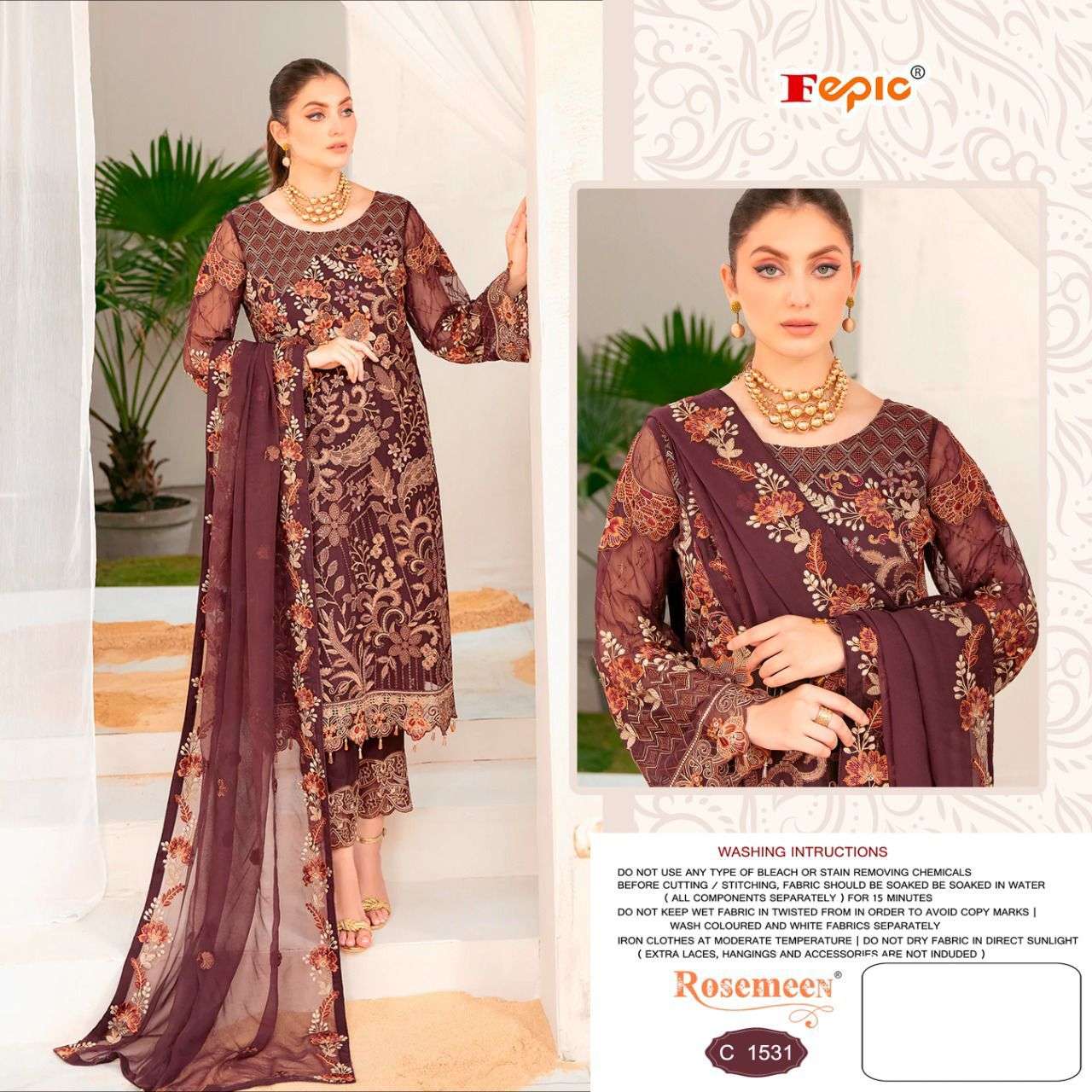 ROSEMEEN 1531 HIT DESIGN BY FEPIC GEORGETTE EMBROIDERY WORK PAKISTANI DRESS