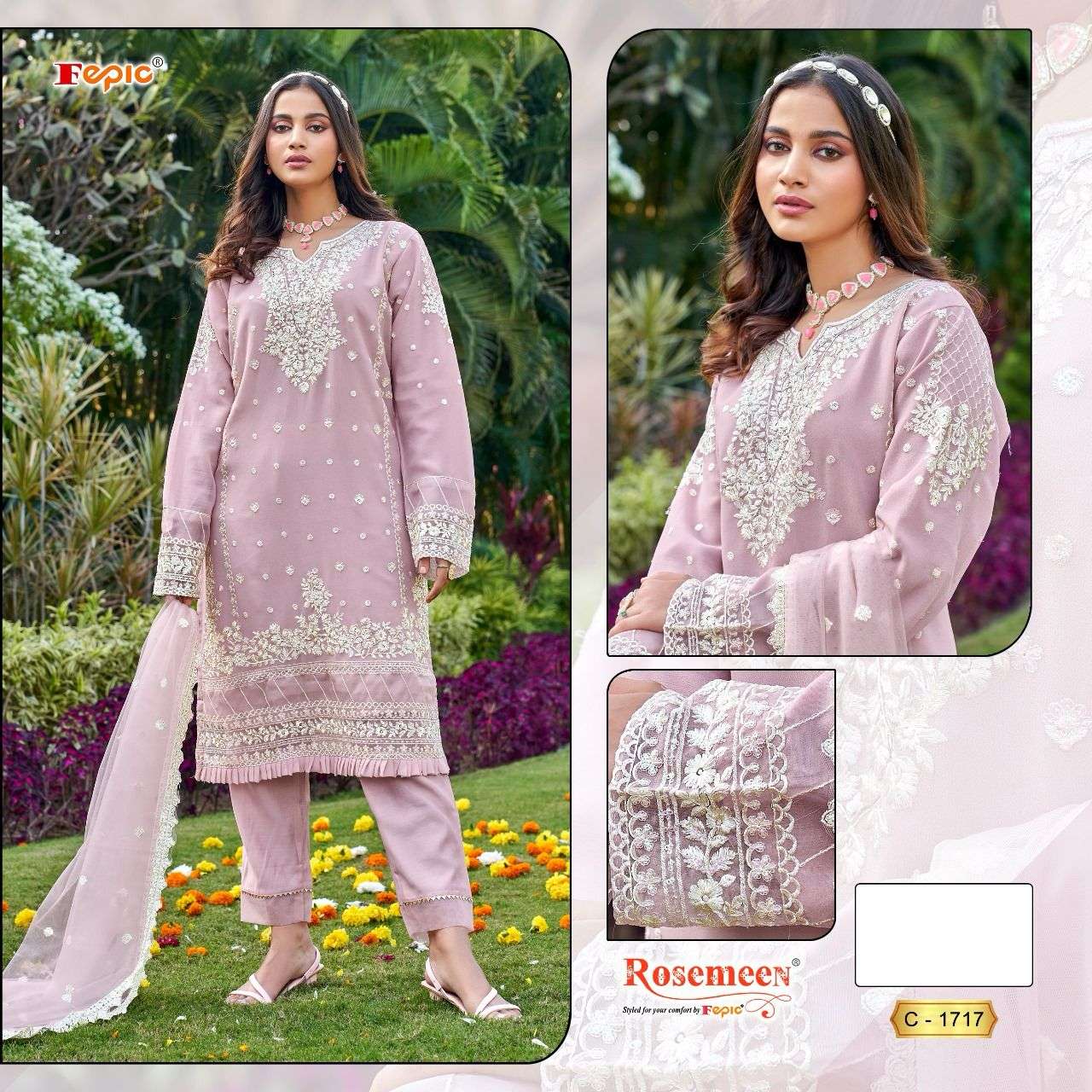 ROSEMEEN 1717 COLOURS BY FEPIC 1717-A TO 1717-D SERIES GEORGETTE WORK PAKISTANI DRESSES