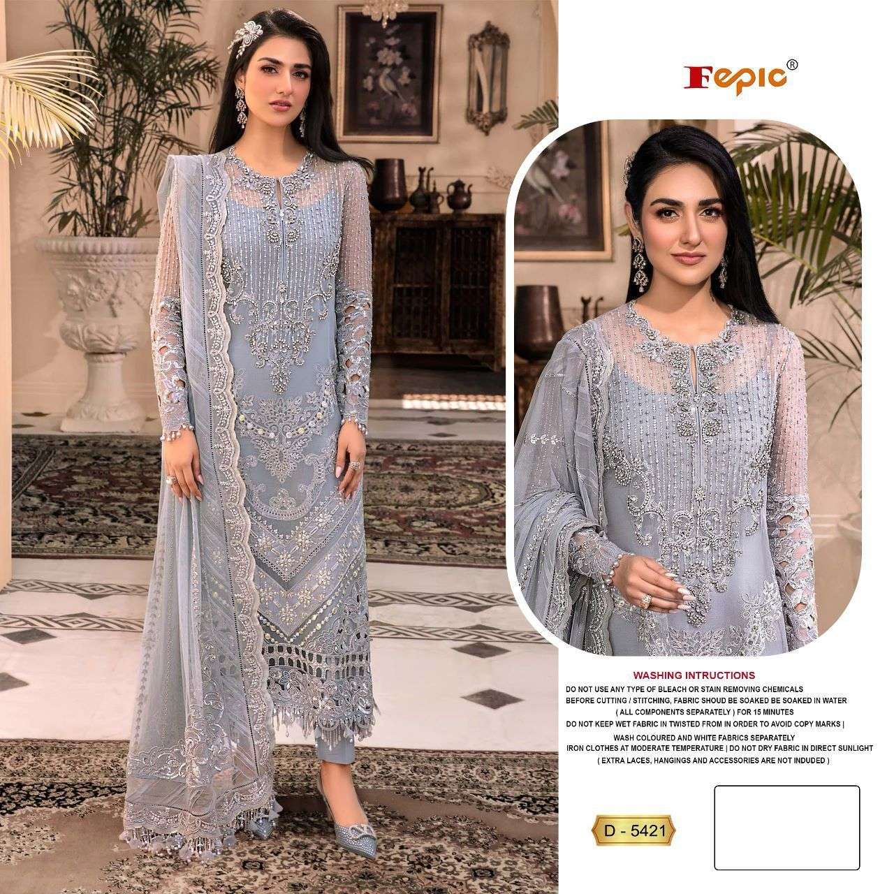 ROSEMEEN 5421 COLOURS BY FEPIC 5421-A TO 5421-C SERIES ORGANZA WORK PAKISTANI DRESSES