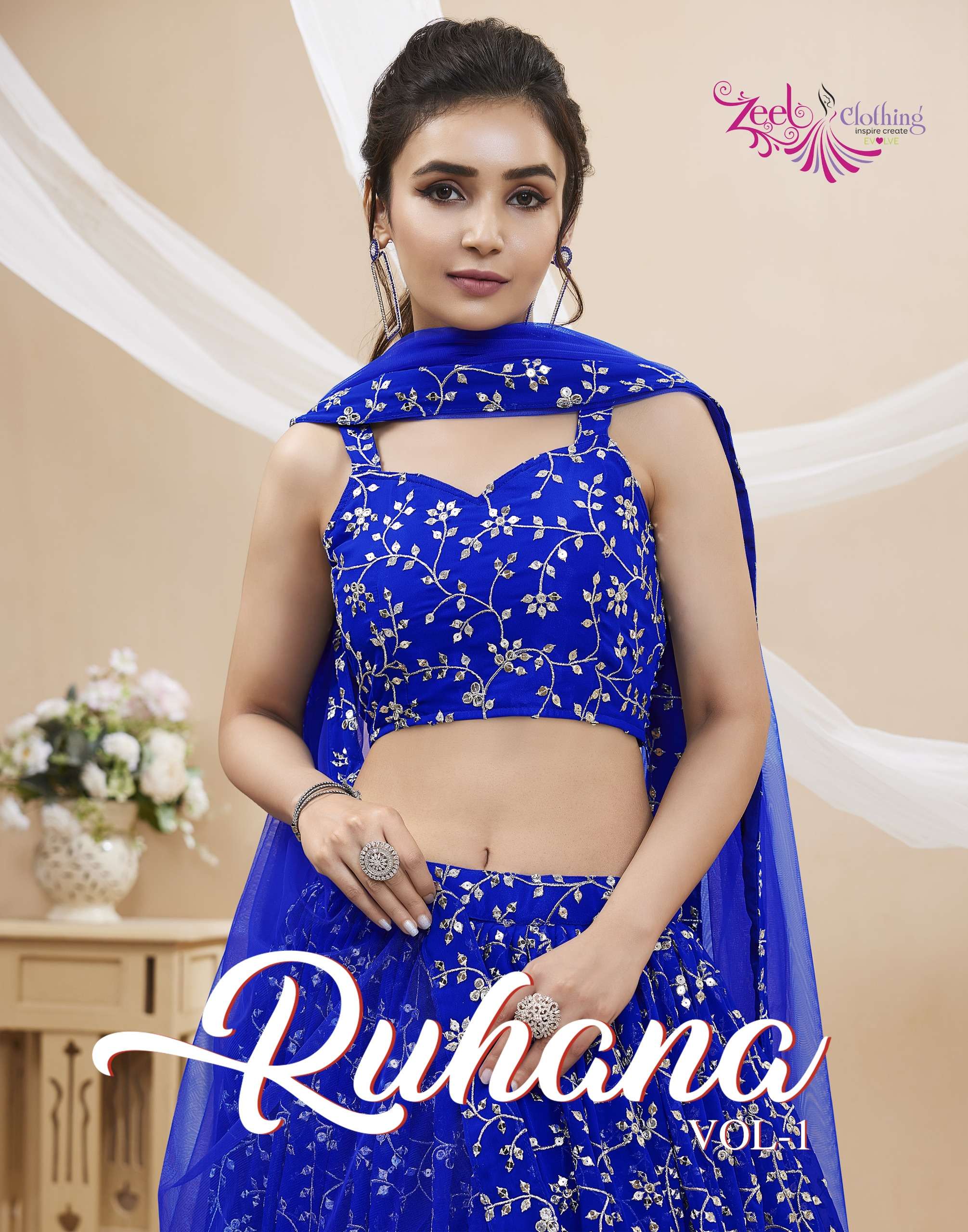 RUHANA VOL-1 BY ZEEL CLOTHING 401 TO 406 SERIES FANCY FABRIC HEAVY WORK LEHENGAS