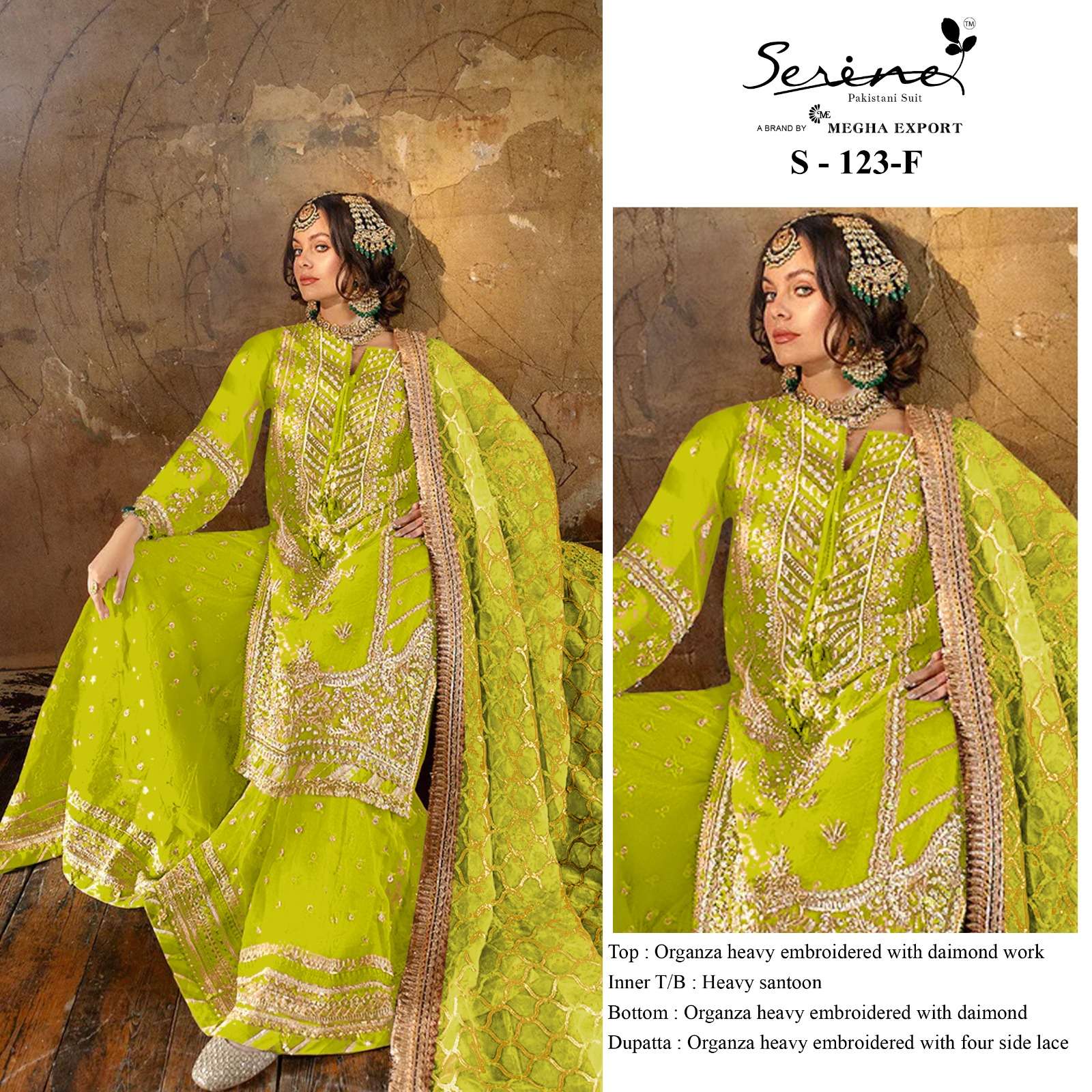 S-123 NX BY SERINE 123-A TO 123-F SERIES ORGANZA HEAVY EMBROIDERY WORK PAKISTANI DRESSES