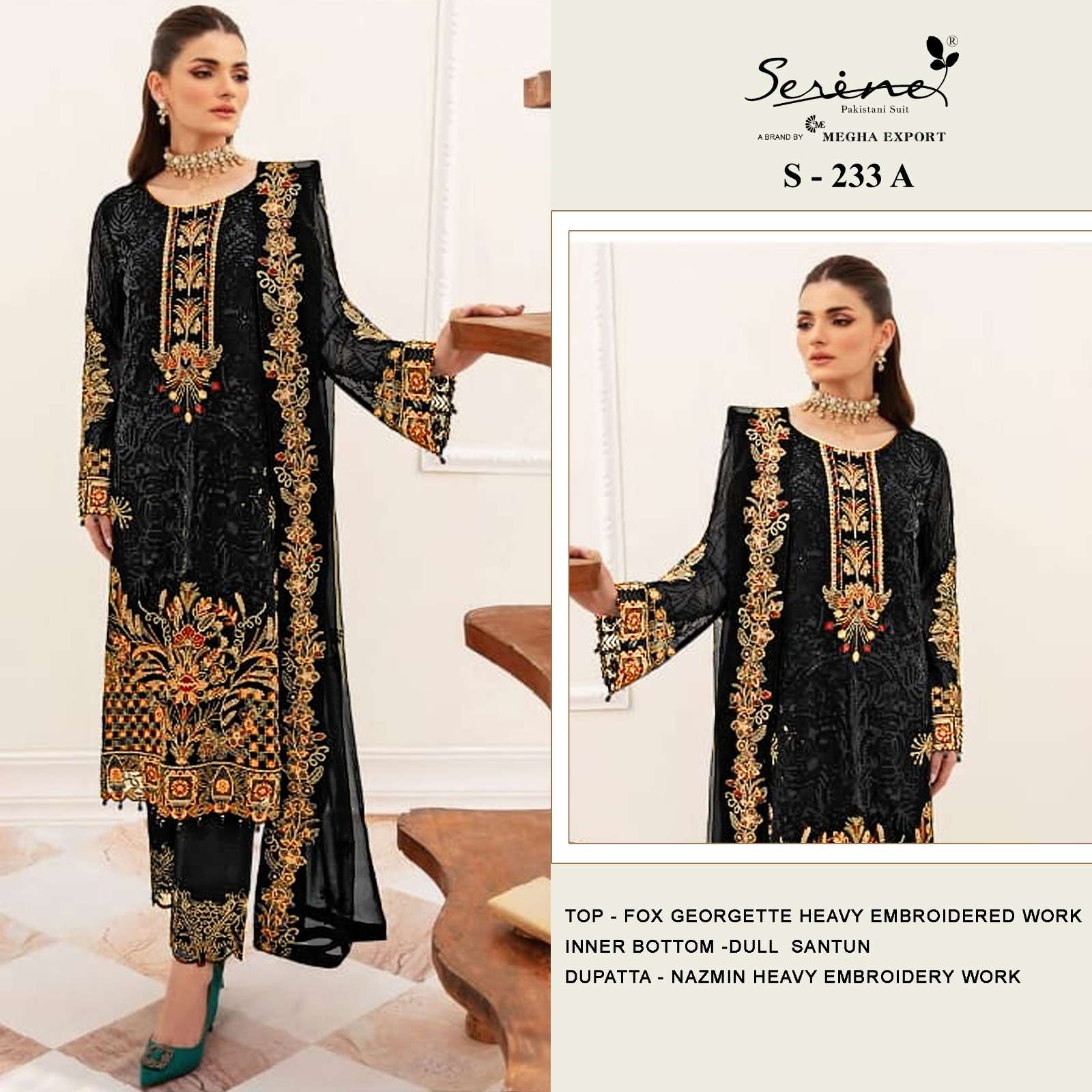 S-233 COLOURS BY SERINE 233-A TO 233-D SERIES FAUX GEORGETTE WORK PAKISTANI DRESSES