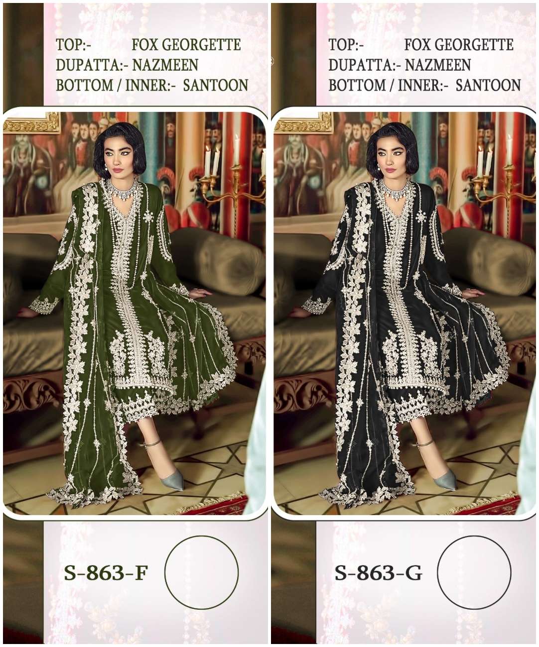 S-863-F & 863-G SERIES BY SHREE FABS GEORGETTE HEAVY EMBROIDERY WORK PAKISTANI DRESSES