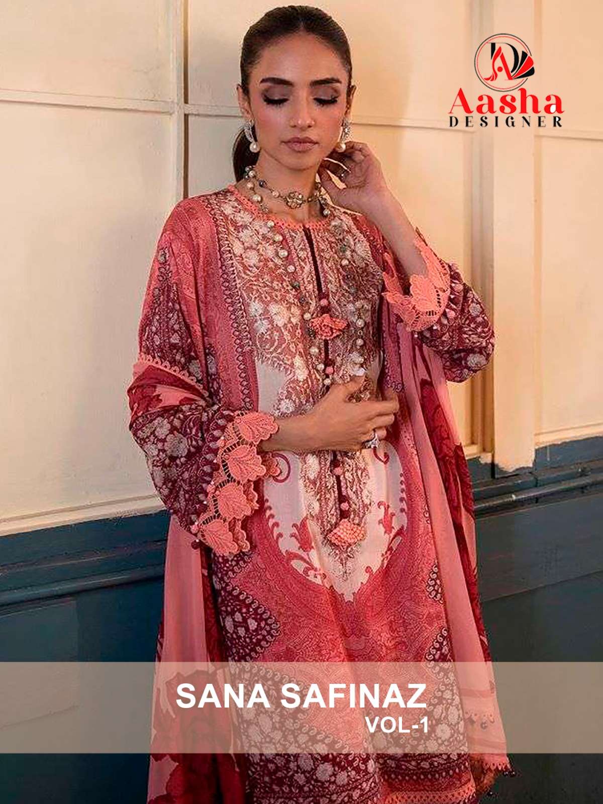 SANA SAFINAZ VOL-1 BY AASHA DESIGNER 1033 & 1034 SERIES COTTON PRINT WORK PAKISTANI DRESSES