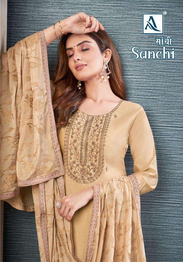 SANCHI BY ALOK SUIT 1294-001 TO 1294-004 SERIES PURE VISCOSE EMBROIDERY WORK DRESSES