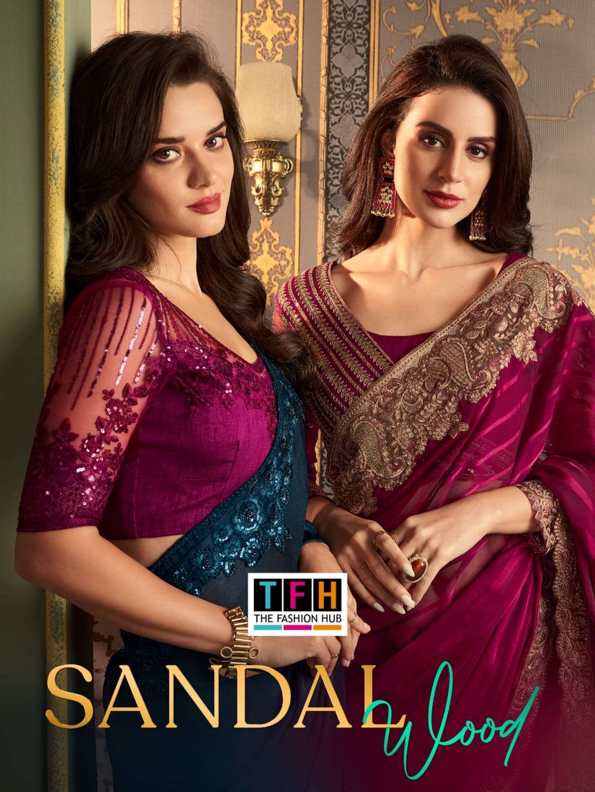 SANDAL WOOD VOL-12 BY TFH 1201 TO 1218 SERIES FANCY FABRIC HEAVY WORK FESTIVE SAREES