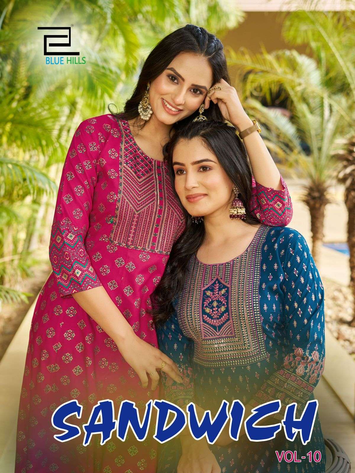 SANDWICH VOL-10 BY BLUE HILLS 10001 TO 10007 SERIES RAYON PRINT WORK KURTIS