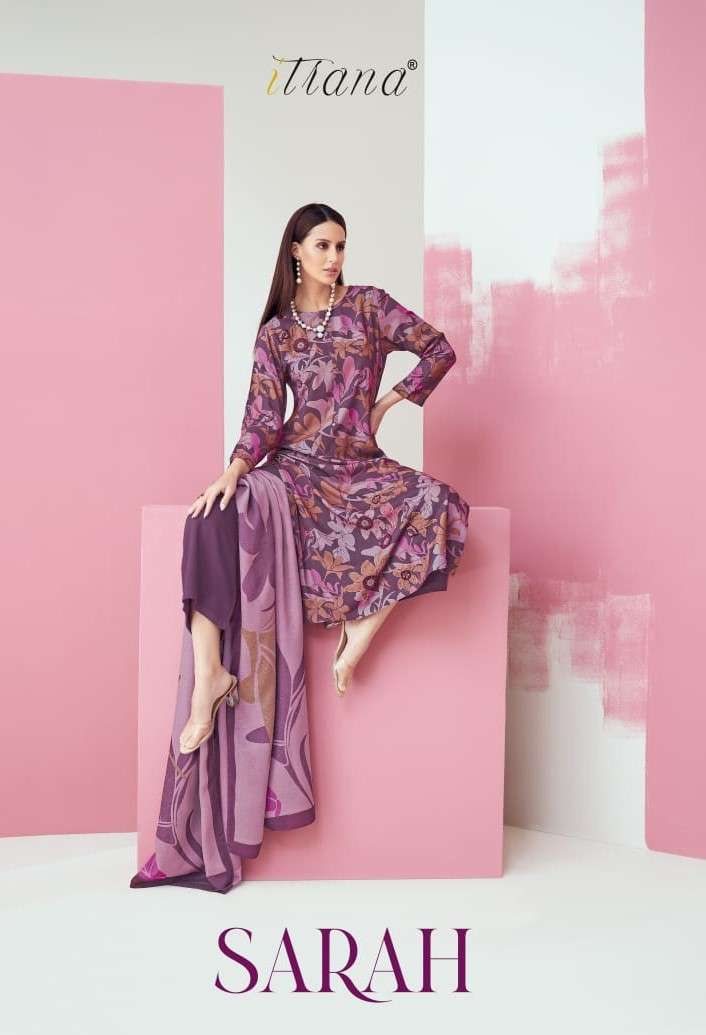 SARAH BY ITRANA 702 TO 796 SERIES MUSLIN SILK PRINT HAND WORK DRESSES