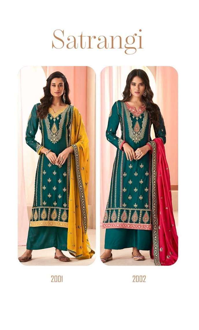 SARANGI BY RADHA TRENDZ 2001 & 2002 SERIES CATONIC SILK EMBROIDERY WORK DRESSES