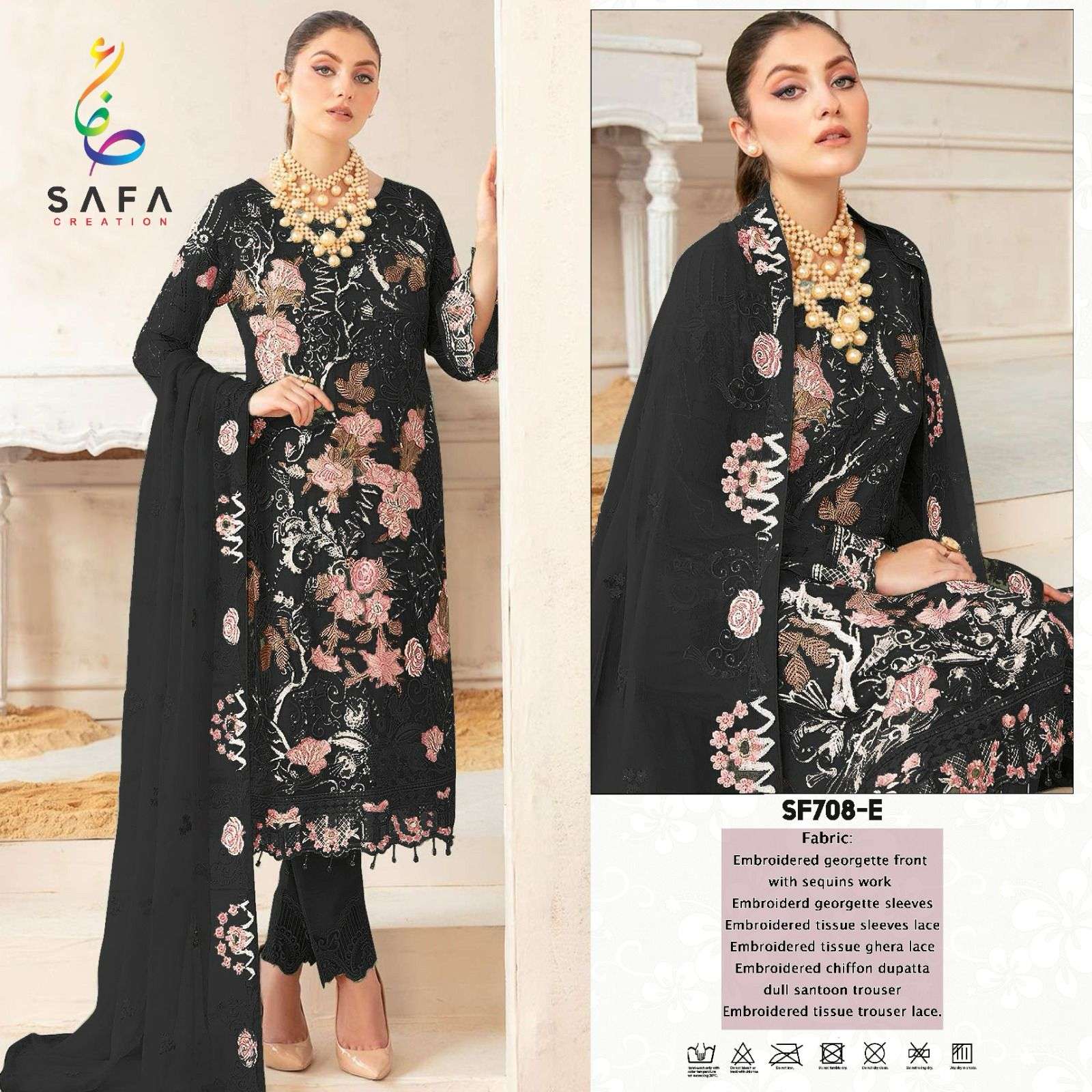 SF-708 COLOURS BY SAFA CREATION 708-A TO 708-E SERIES GEORGETTE WORK PAKISTANI DRESSES